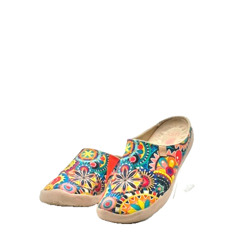 UIN Blossom Malaga Clogs Mules Women's 10 Boho Slip on Boho Art Canvas Shoes - Picture 2 of 13